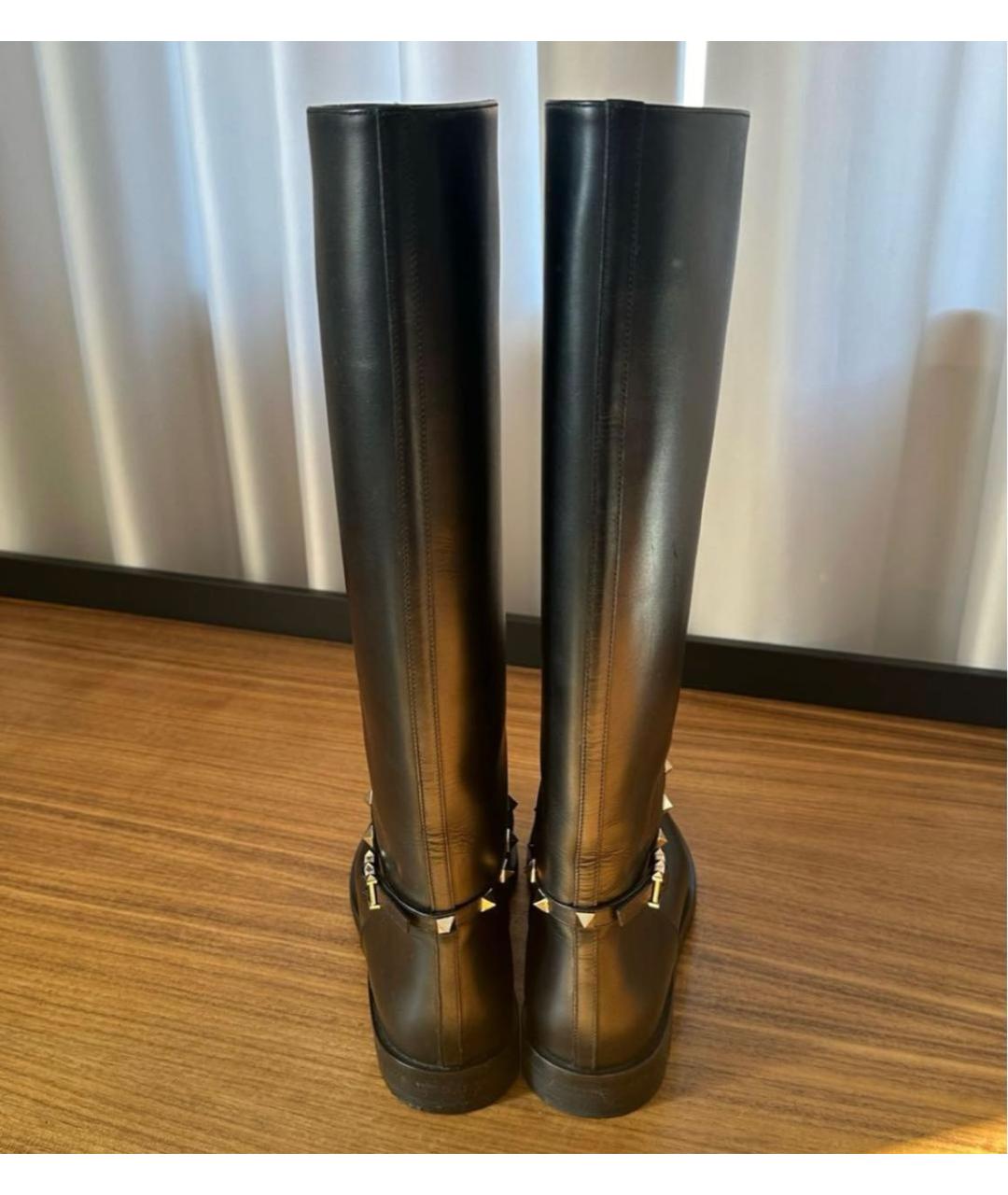VALENTINO Черные кожаные сапоги, фото 4