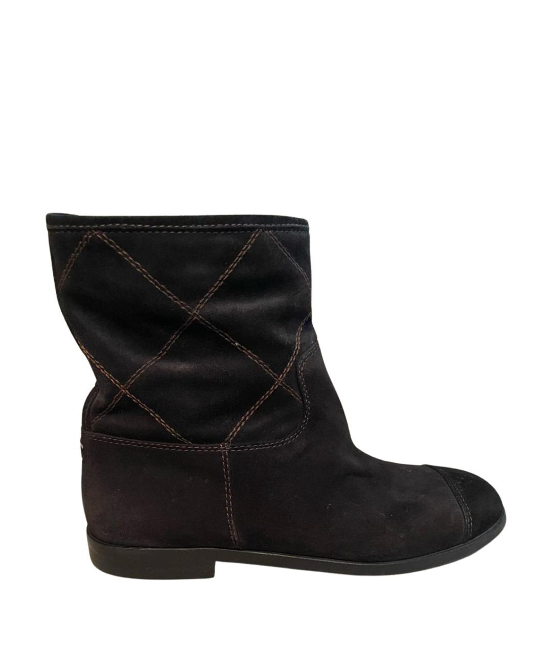 CHANEL Коричневые замшевые полусапоги, фото 1