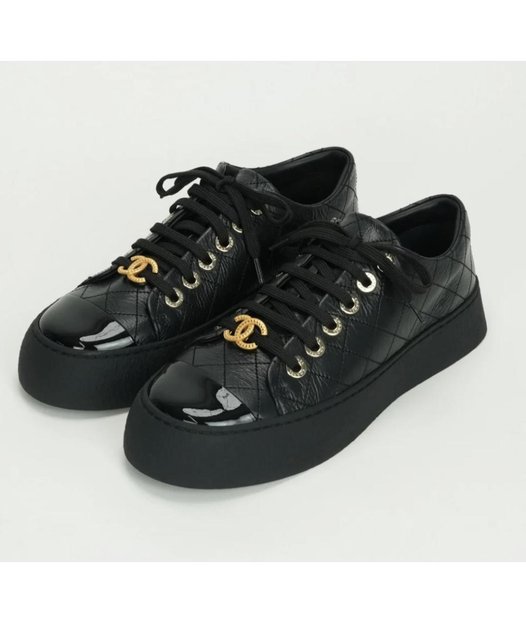 CHANEL Черные кожаные кеды, фото 4