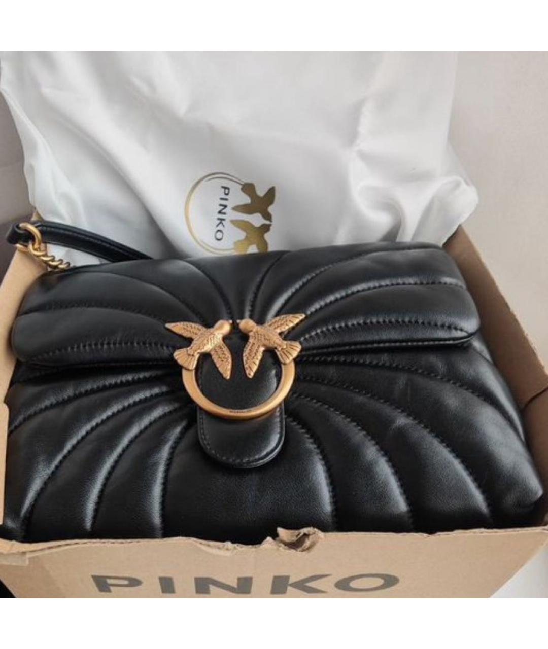 PINKO Черная кожаная сумка через плечо, фото 5