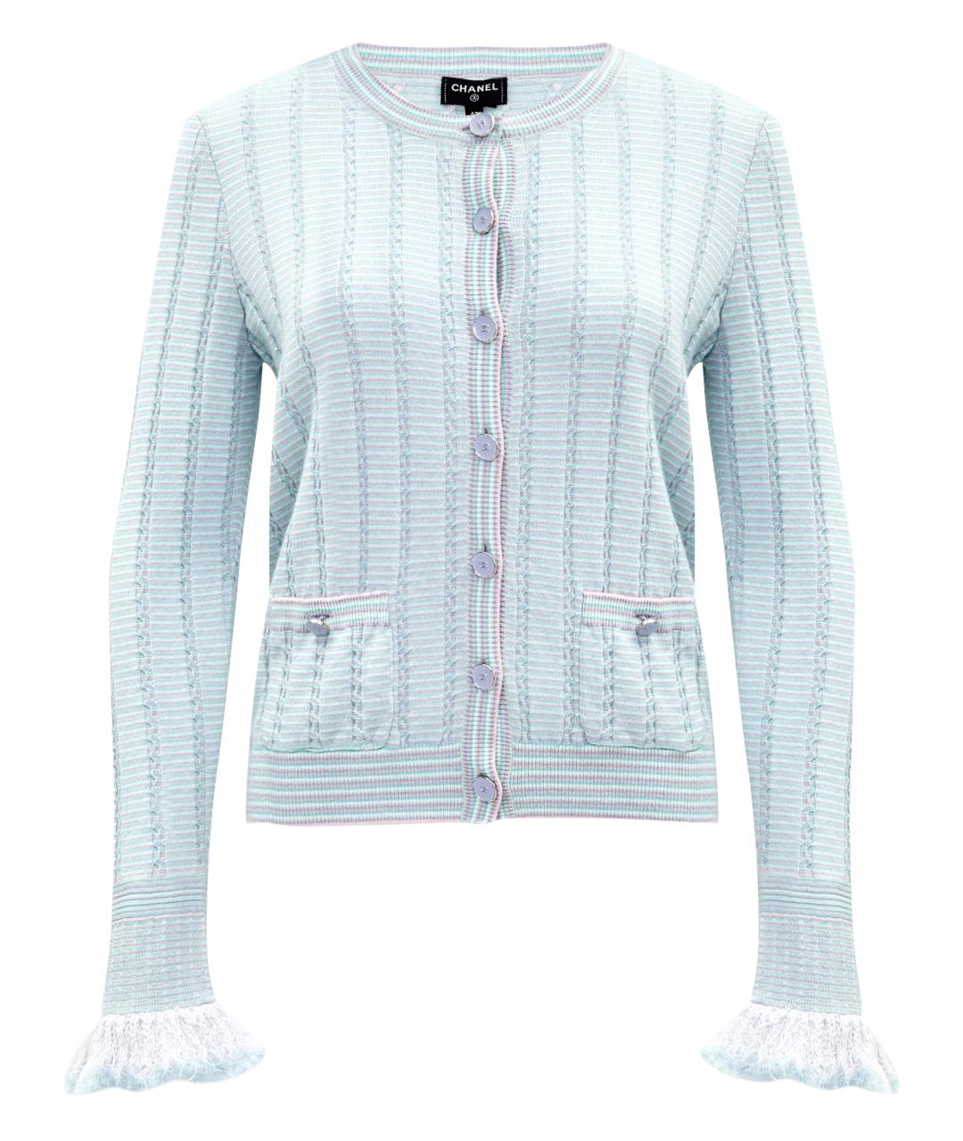 CHANEL Голубой кашемировый кардиган, фото 1
