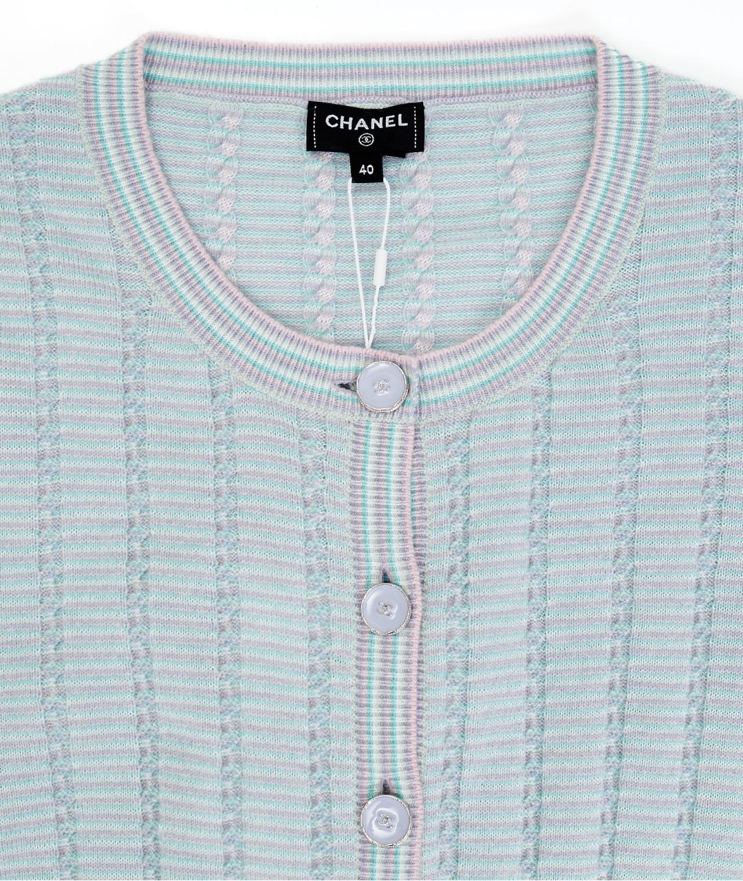 CHANEL Голубой кашемировый кардиган, фото 3