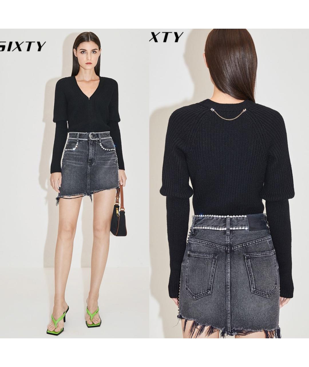 MISS BLUMARINE Черный шерстяной джемпер / свитер, фото 3