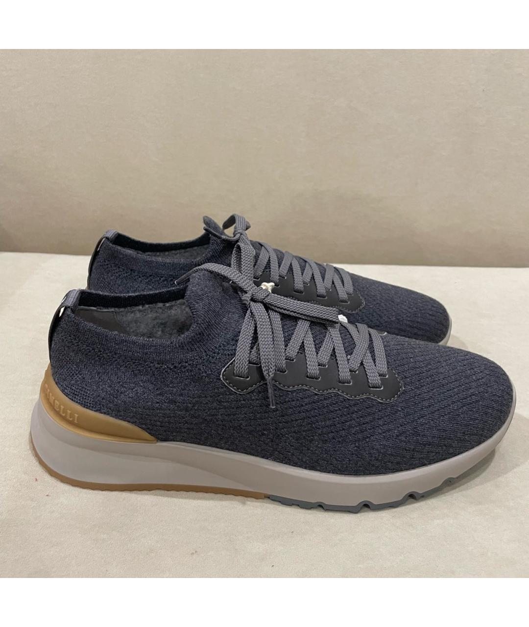 BRUNELLO CUCINELLI Серые текстильные низкие кроссовки / кеды, фото 7