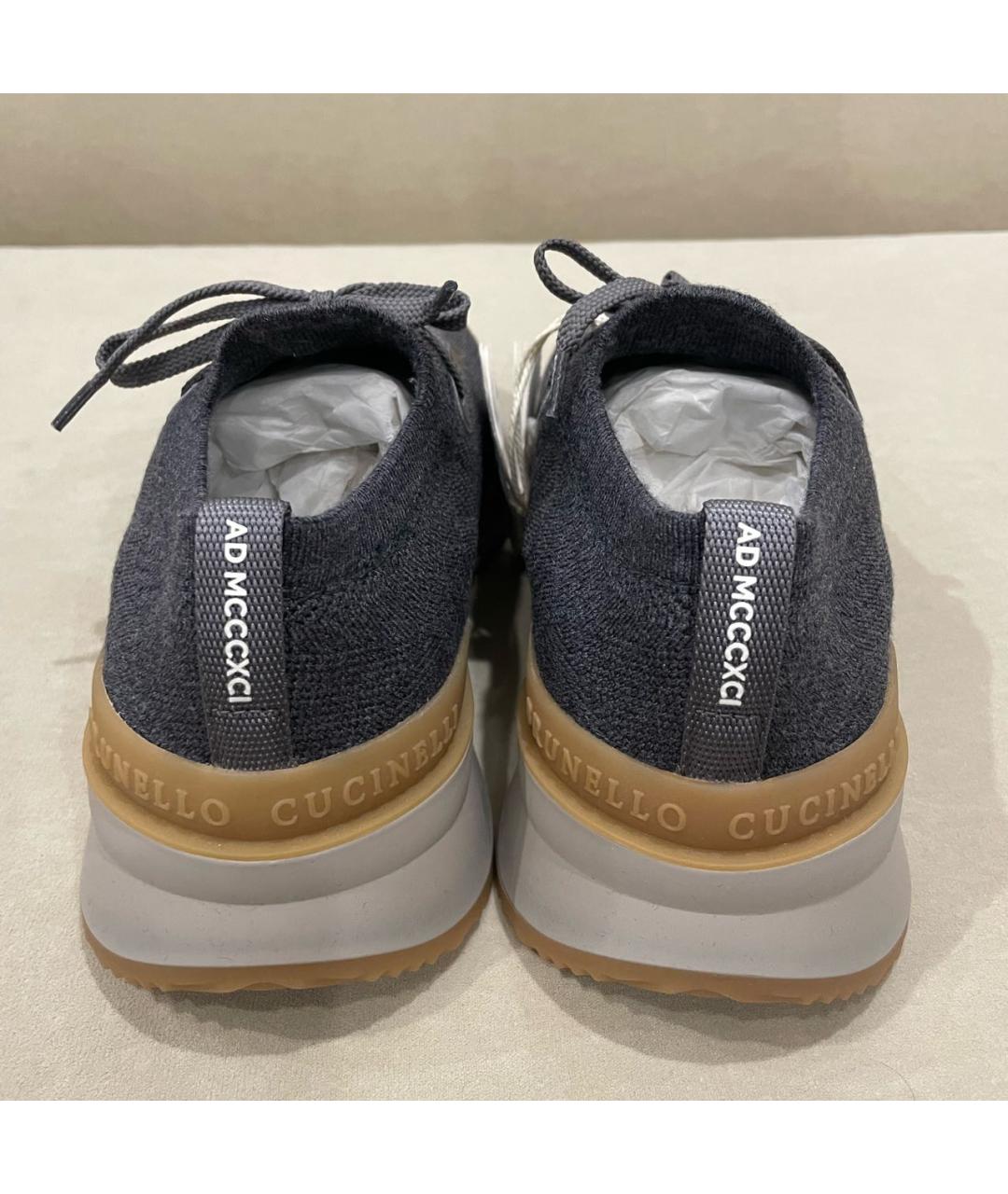 BRUNELLO CUCINELLI Серые текстильные низкие кроссовки / кеды, фото 4