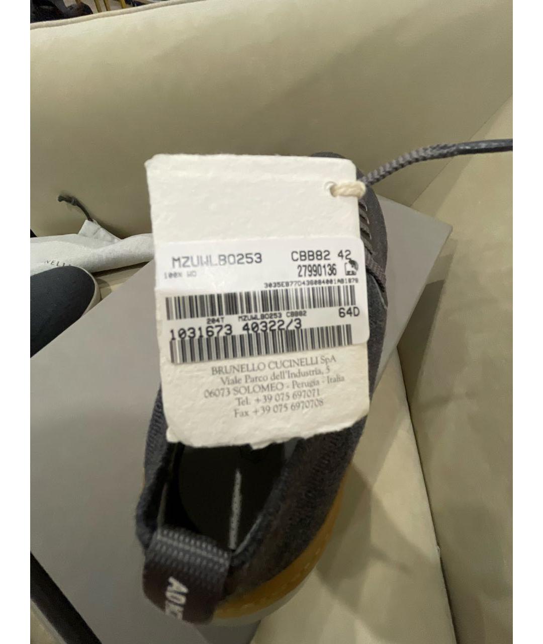 BRUNELLO CUCINELLI Серые текстильные низкие кроссовки / кеды, фото 6