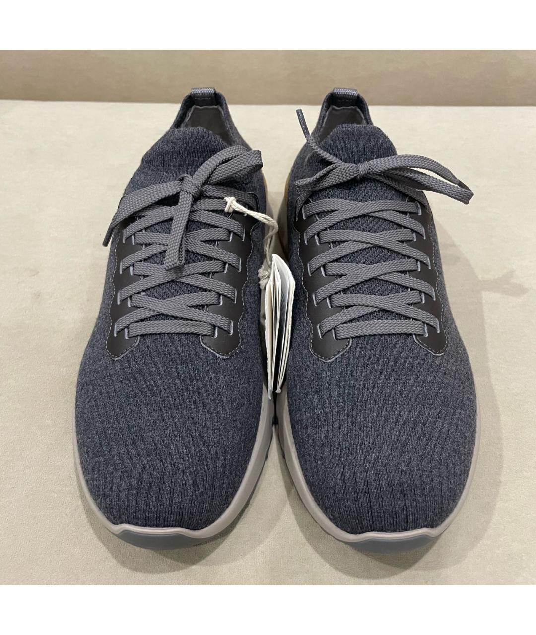 BRUNELLO CUCINELLI Серые текстильные низкие кроссовки / кеды, фото 2