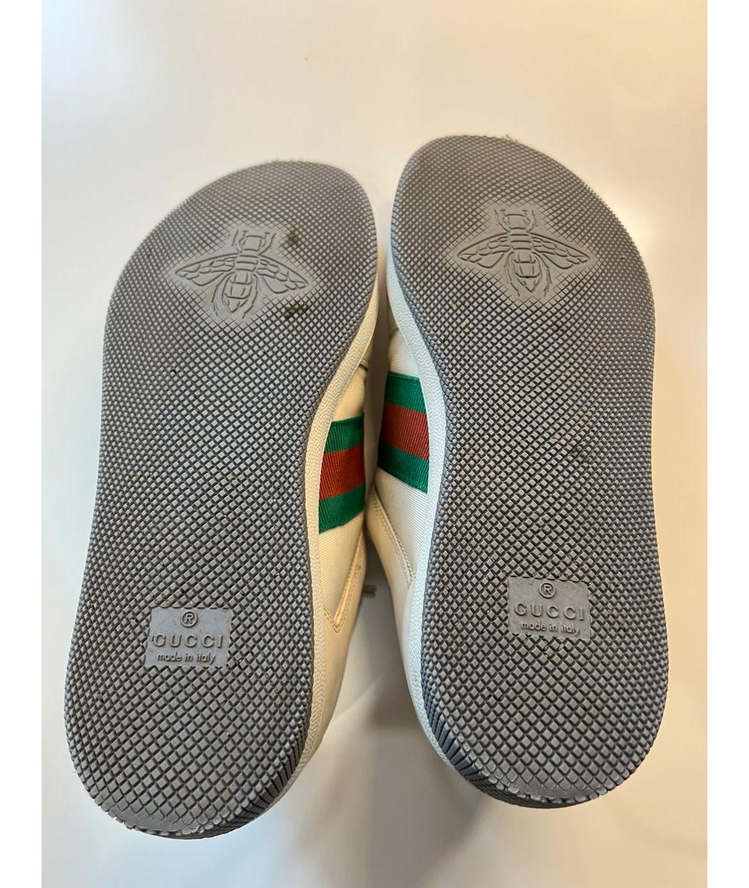 GUCCI Бежевые кожаные кроссовки, фото 8