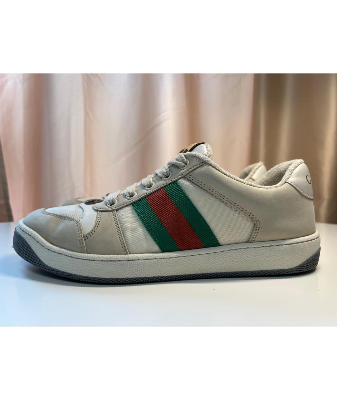 GUCCI Бежевые кожаные кроссовки, фото 6