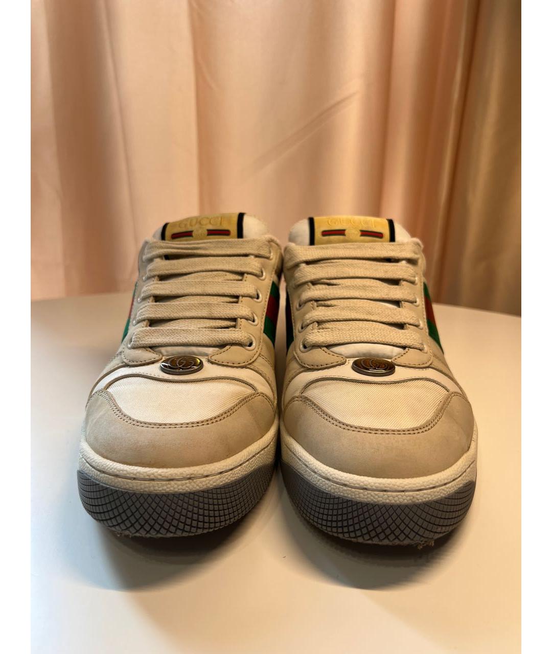 GUCCI Бежевые кожаные кроссовки, фото 2