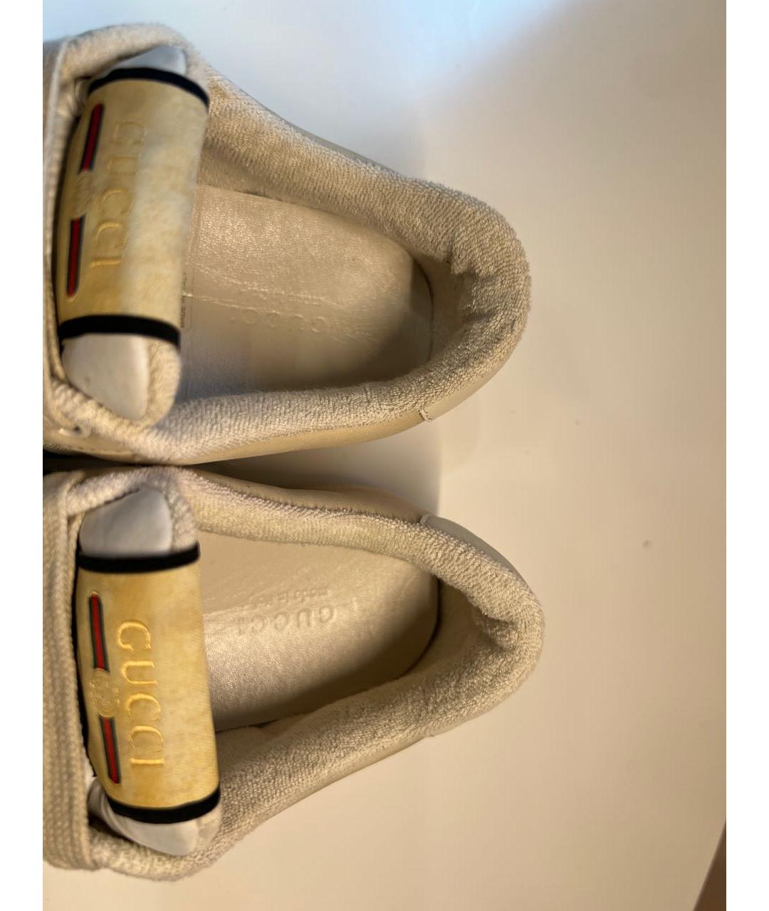 GUCCI Бежевые кожаные кроссовки, фото 7