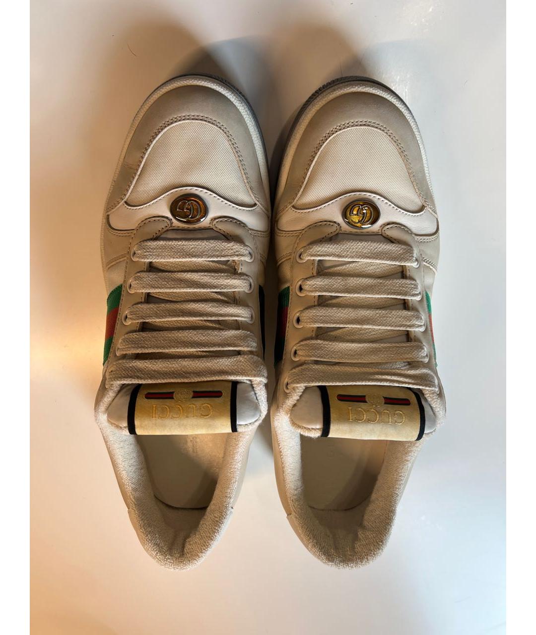 GUCCI Бежевые кожаные кроссовки, фото 3