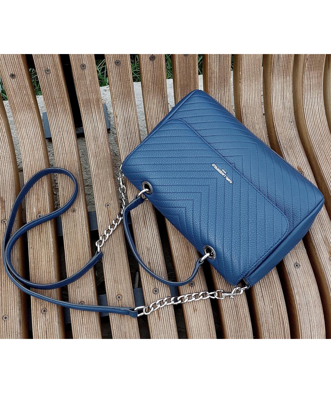 KARL LAGERFELD Синяя кожаная сумка через плечо, фото 3