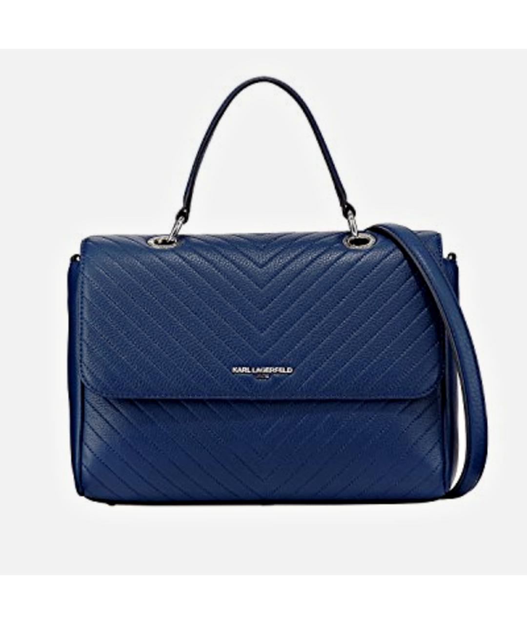 KARL LAGERFELD Синяя кожаная сумка через плечо, фото 10