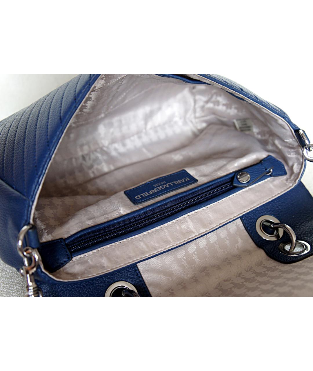 KARL LAGERFELD Синяя кожаная сумка через плечо, фото 2