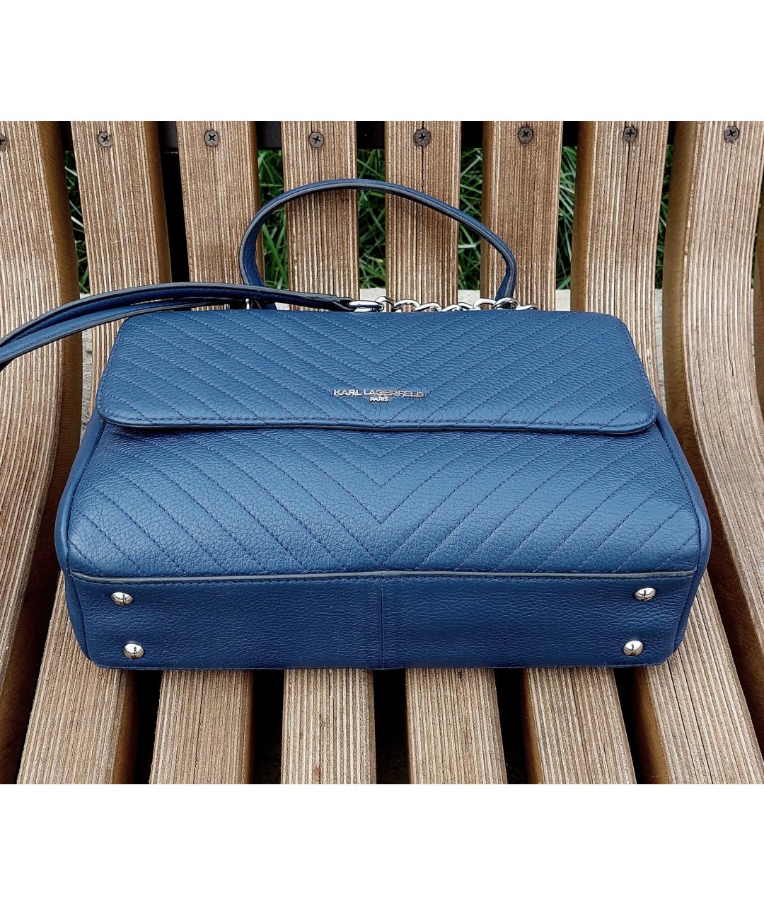 KARL LAGERFELD Синяя кожаная сумка через плечо, фото 7