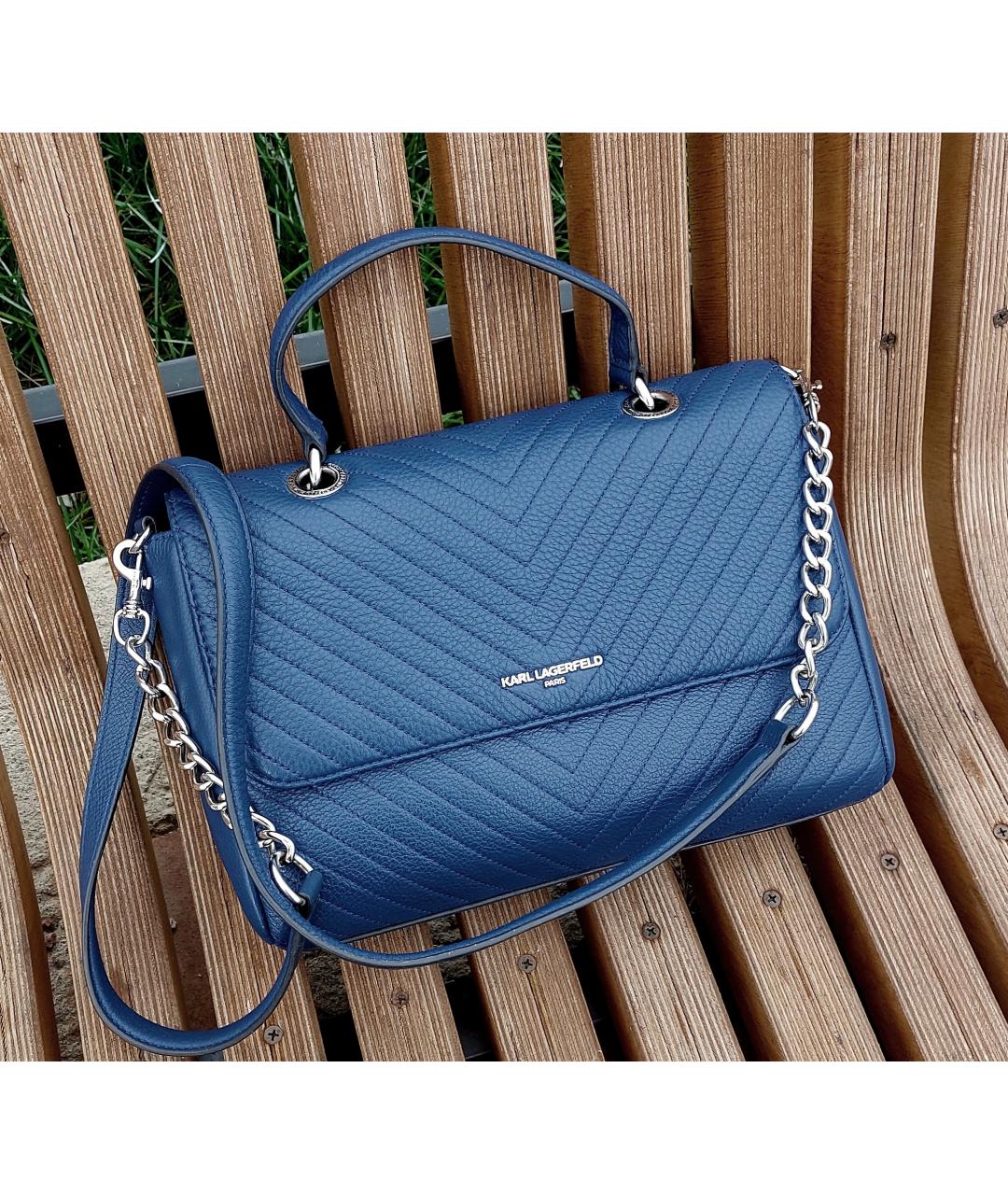 KARL LAGERFELD Синяя кожаная сумка через плечо, фото 8