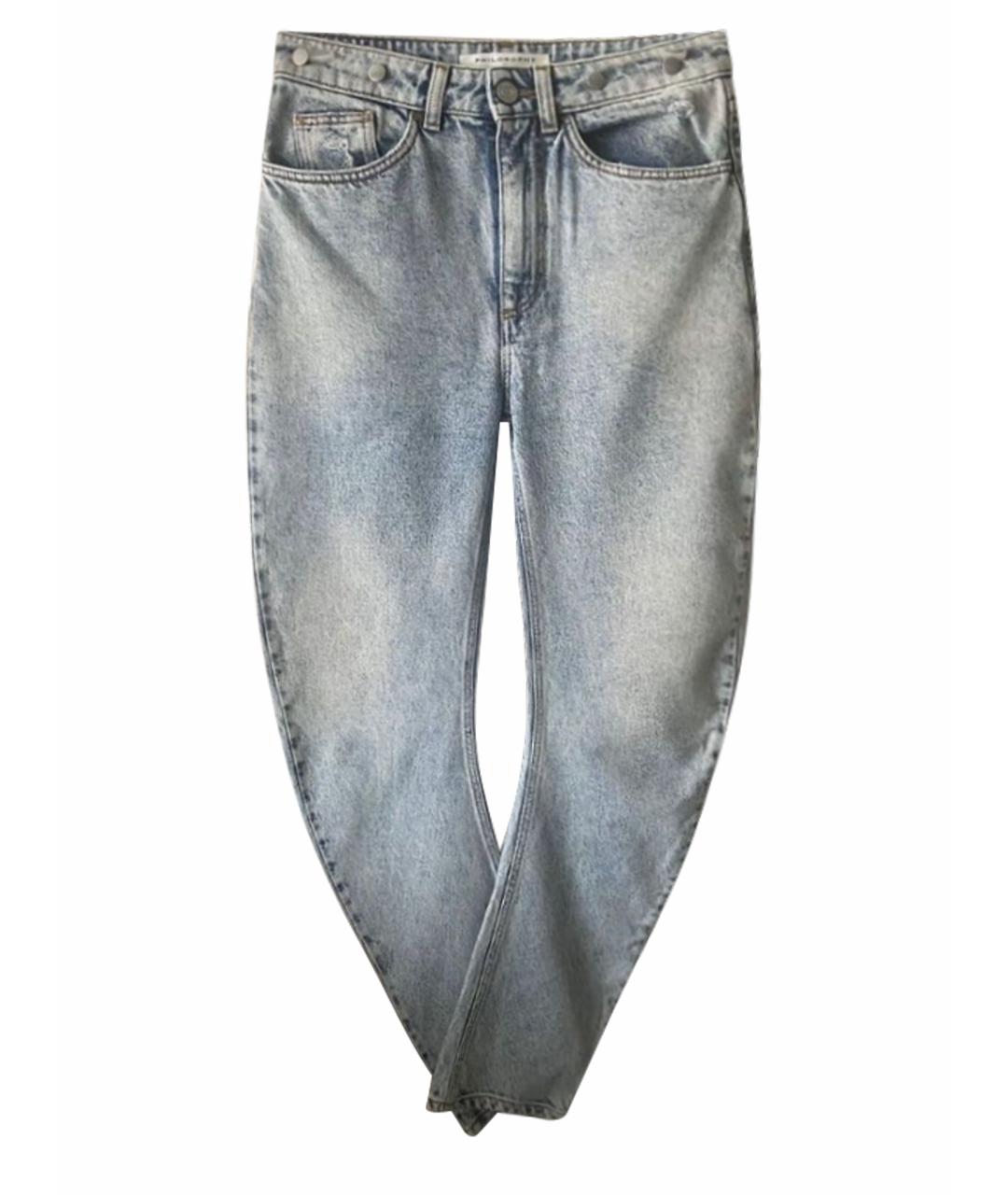 PHILOSOPHY DI LORENZO SERAFINI Голубые хлопковые джинсы слим, фото 1