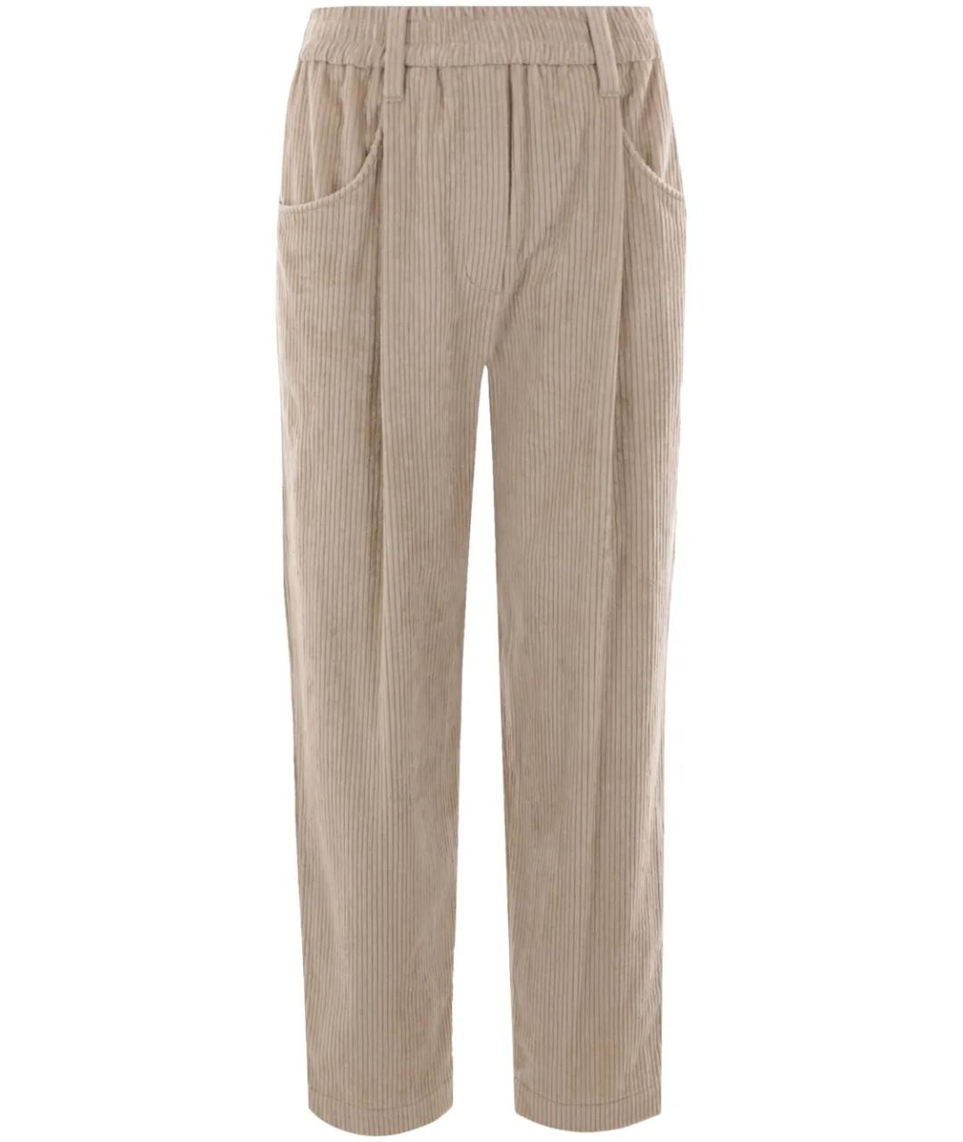 BRUNELLO CUCINELLI Бежевые хлопковые прямые брюки, фото 1