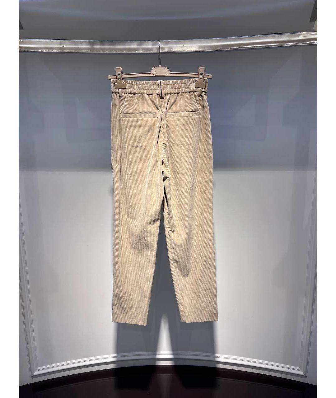 BRUNELLO CUCINELLI Бежевые хлопковые прямые брюки, фото 3