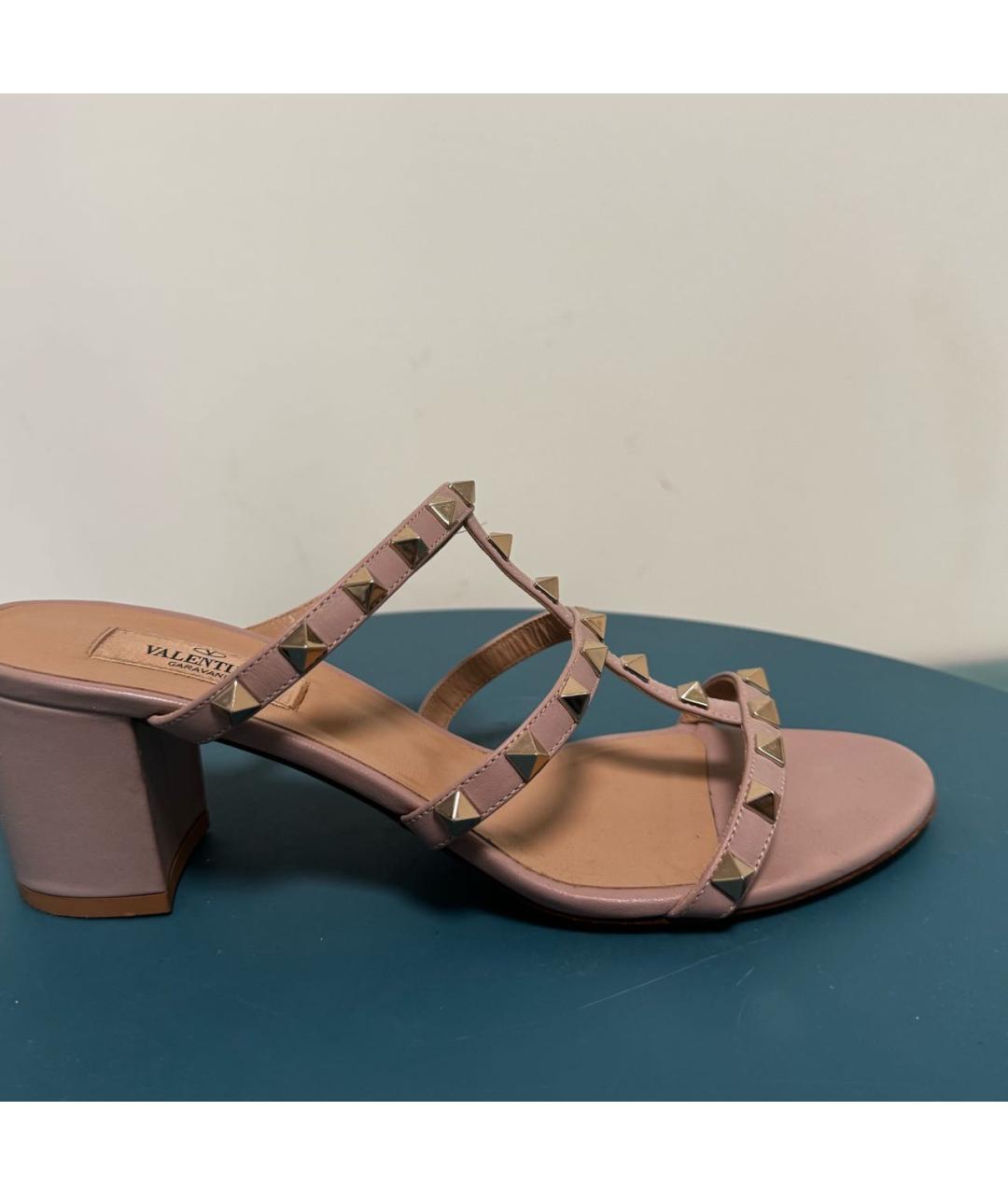 VALENTINO Розовые кожаные мюли, фото 8