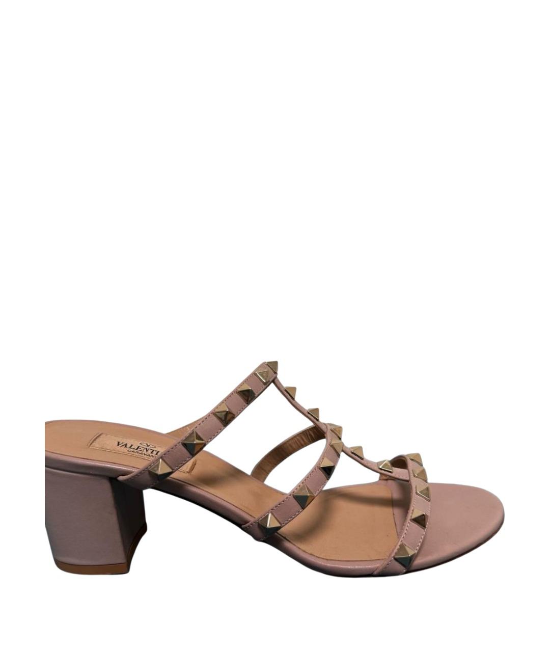 VALENTINO Розовые кожаные мюли, фото 1