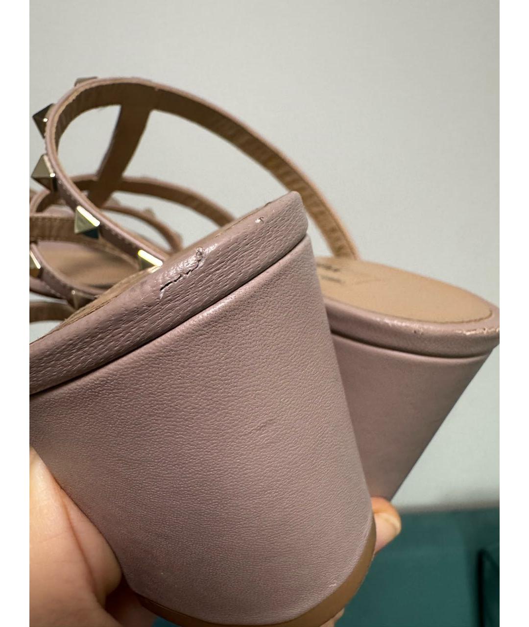 VALENTINO Розовые кожаные мюли, фото 5