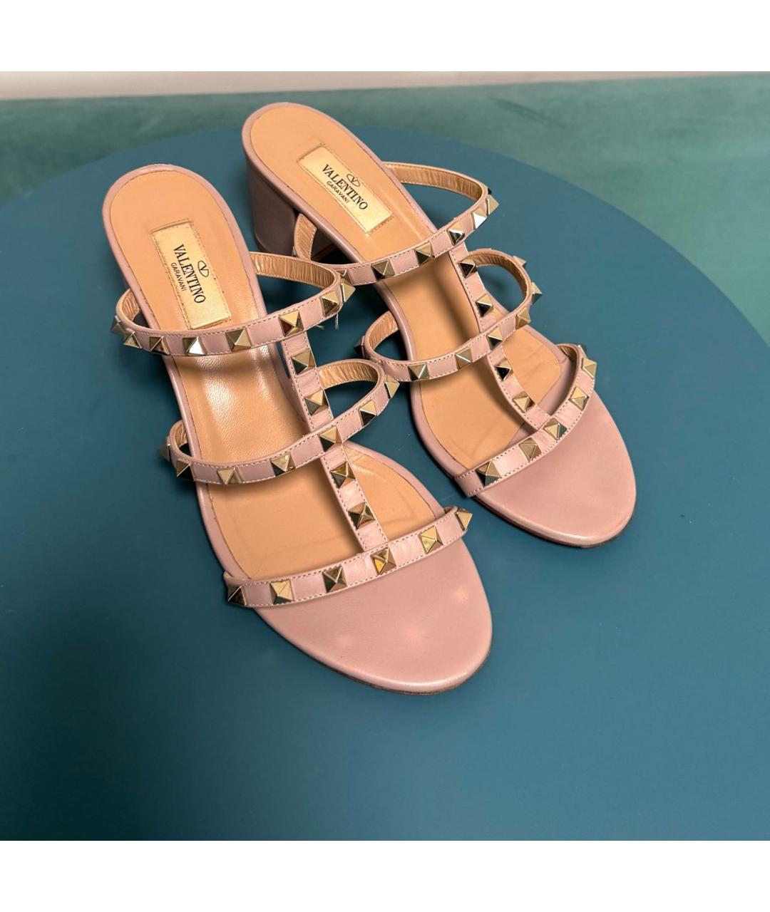 VALENTINO Розовые кожаные мюли, фото 2