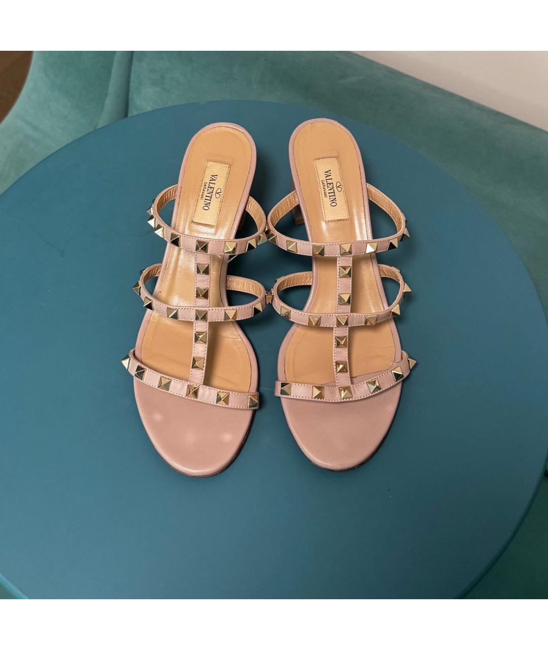 VALENTINO Розовые кожаные мюли, фото 3