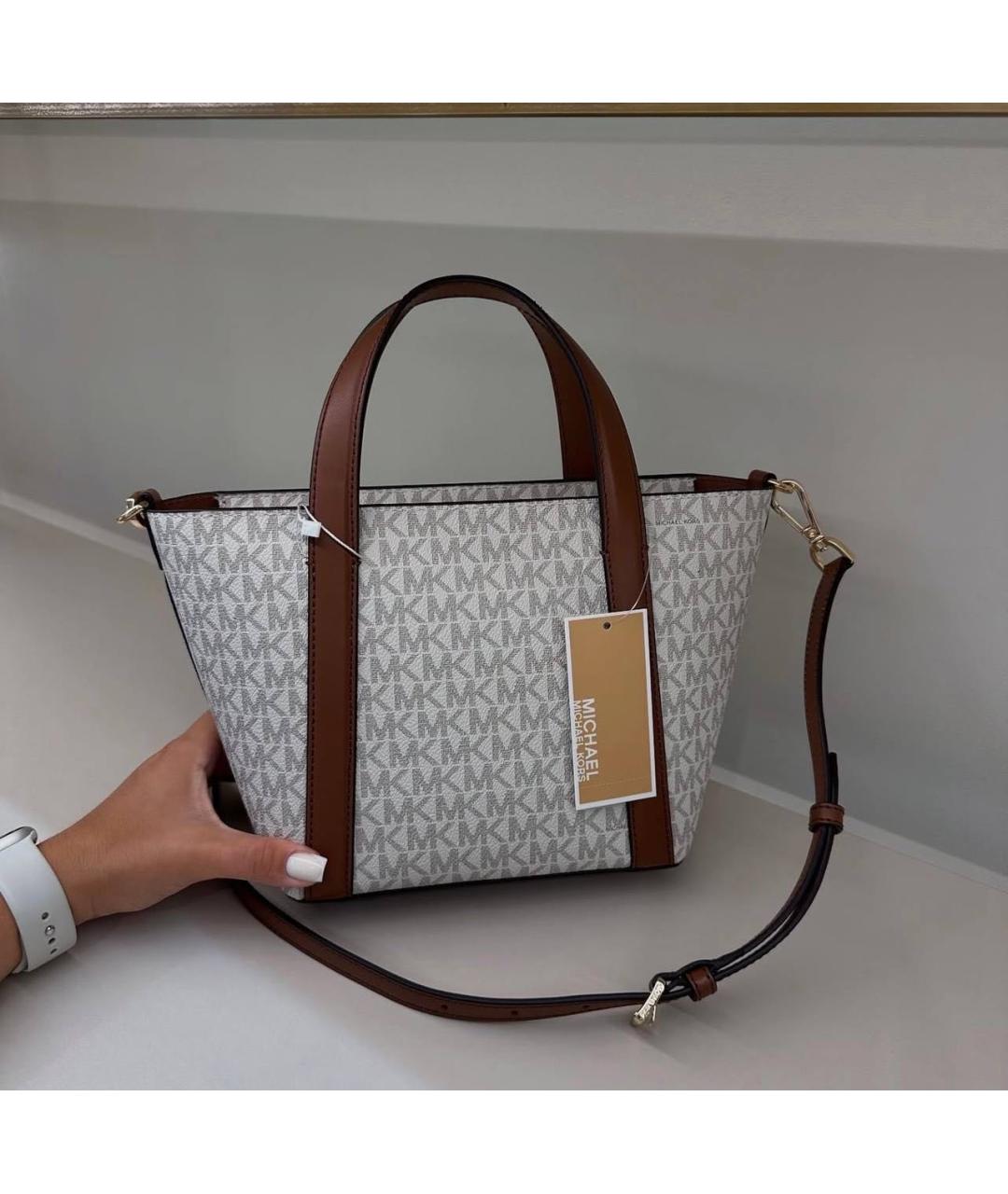 MICHAEL KORS Бежевая кожаная сумка тоут, фото 4