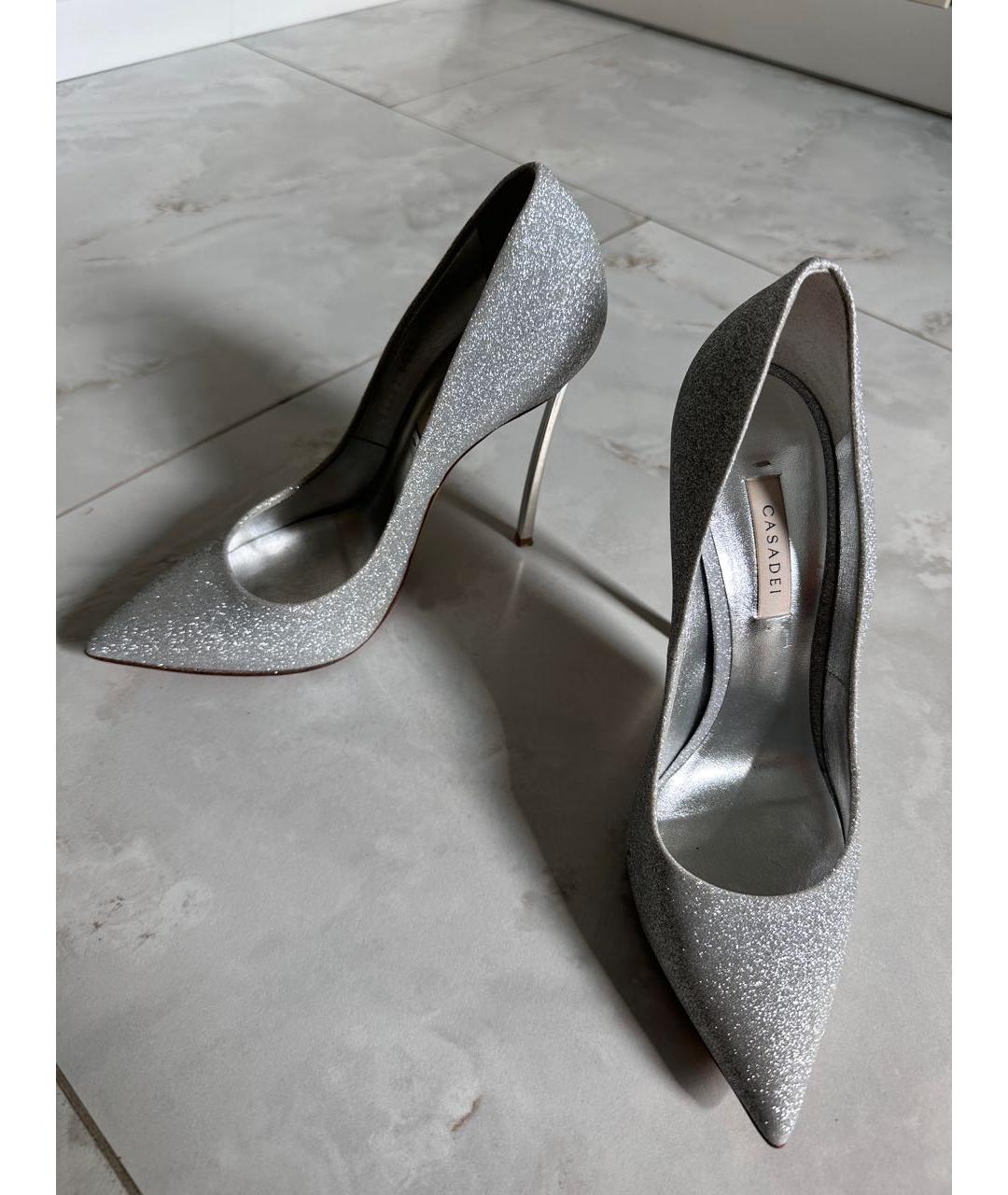 CASADEI Серебряные кожаные туфли, фото 9