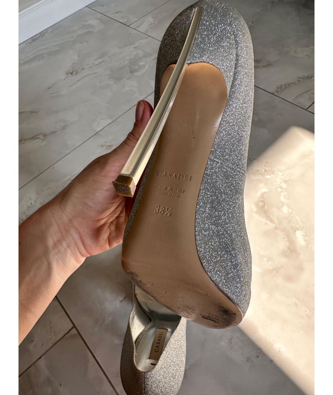 CASADEI Серебряные кожаные туфли, фото 5