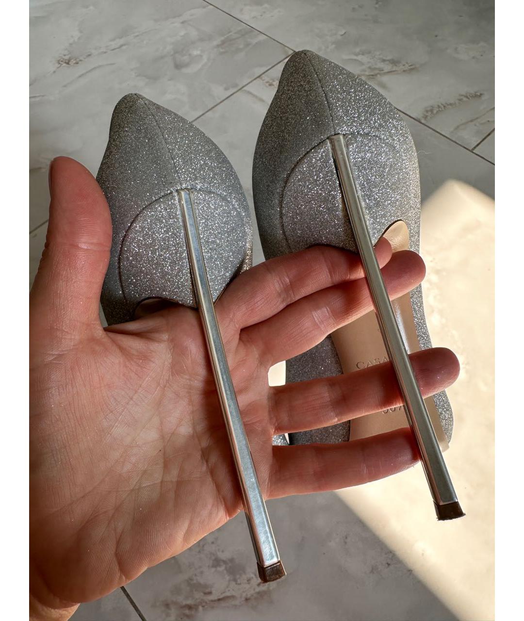 CASADEI Серебряные кожаные туфли, фото 7