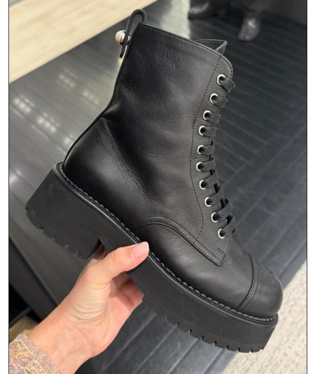 CHANEL Черные кожаные ботинки, фото 2