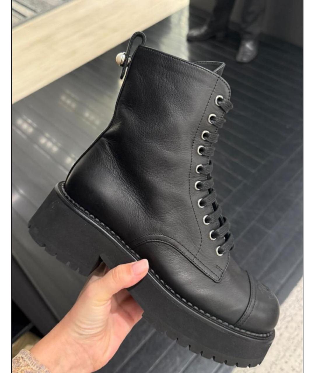 CHANEL Черные кожаные ботинки, фото 3