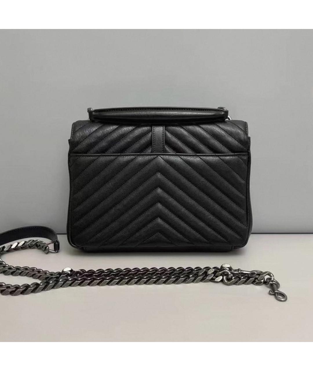 SAINT LAURENT Черная кожаная сумка через плечо, фото 2