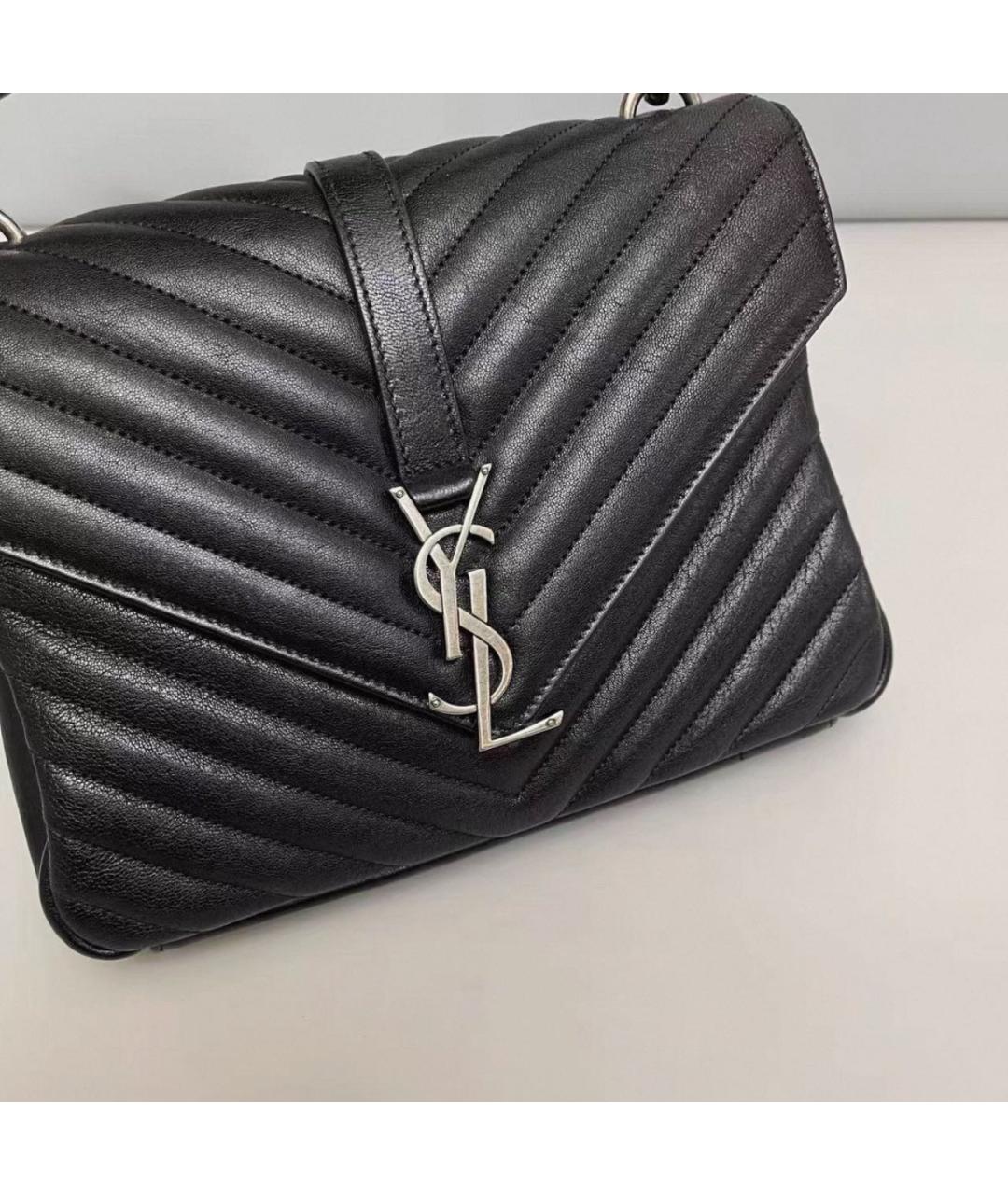 SAINT LAURENT Черная кожаная сумка через плечо, фото 3