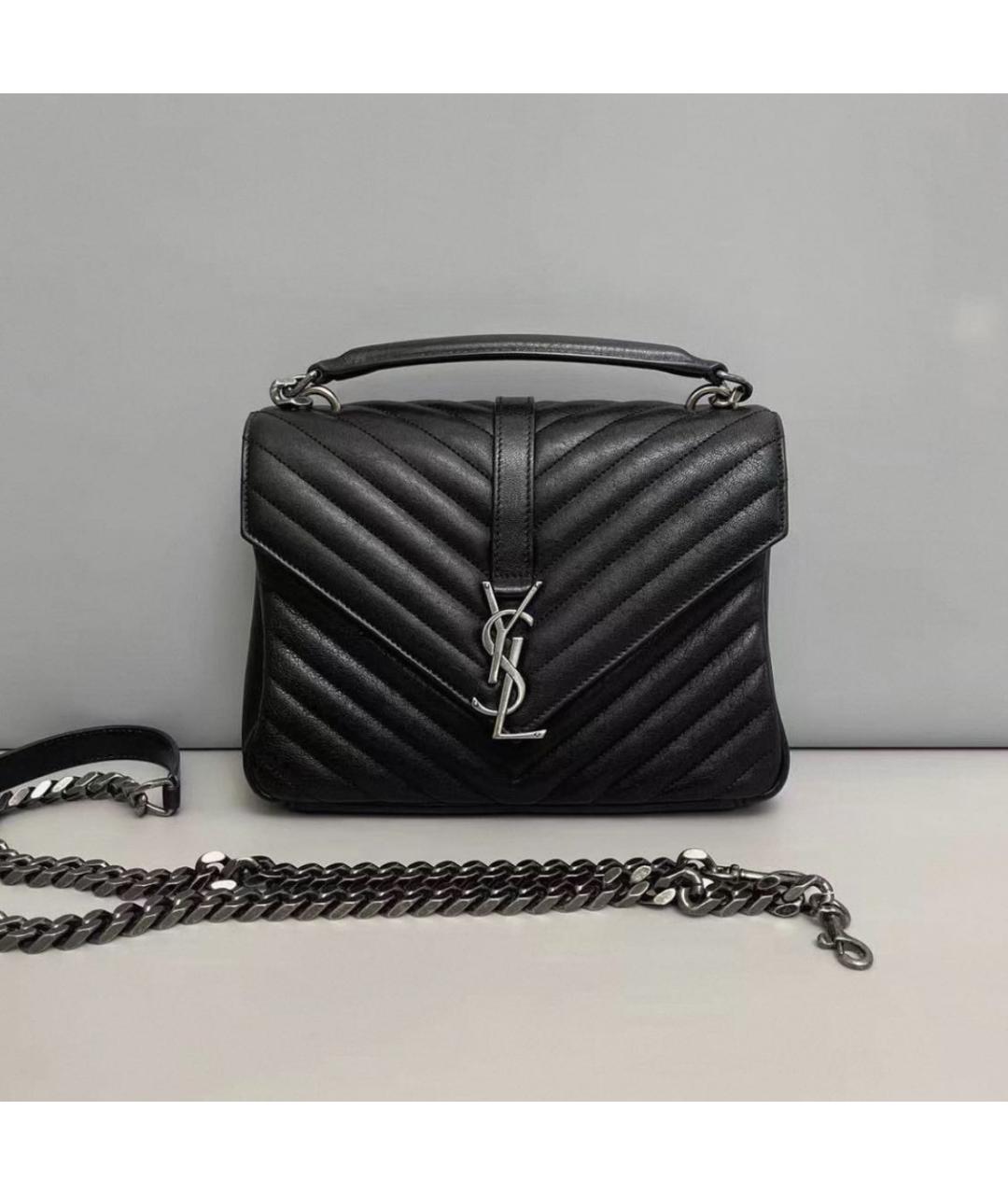 SAINT LAURENT Черная кожаная сумка через плечо, фото 9