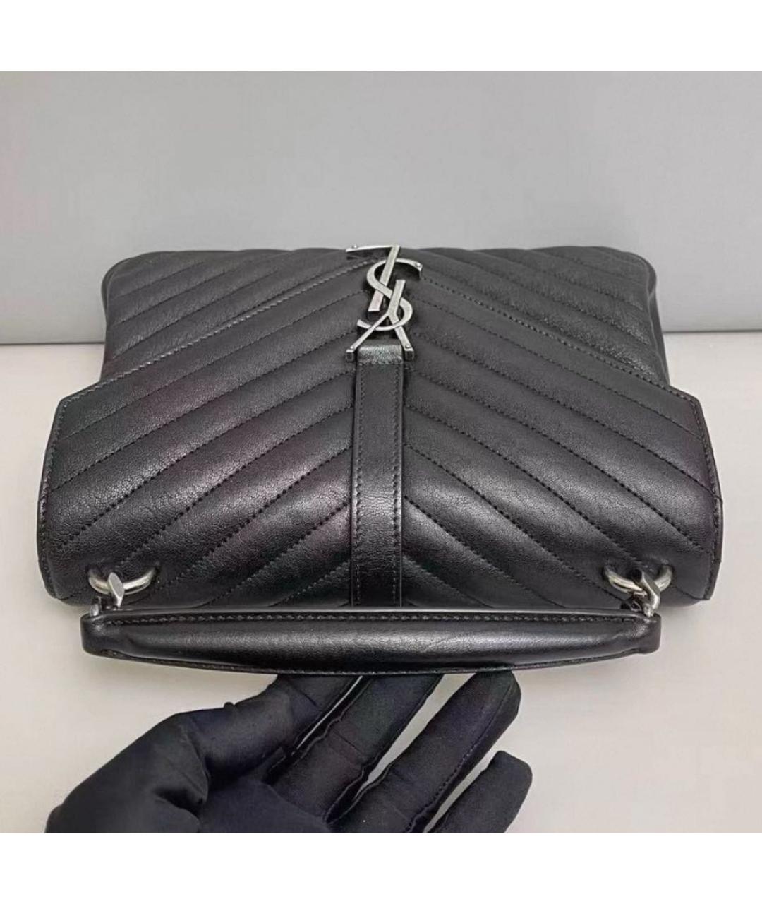 SAINT LAURENT Черная кожаная сумка через плечо, фото 7