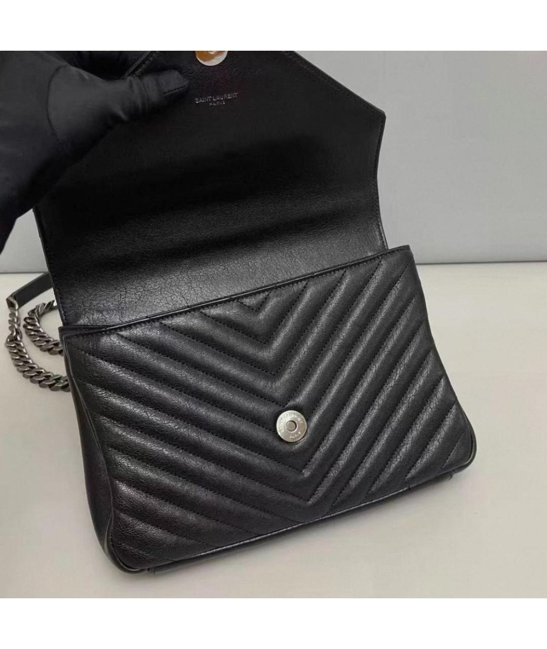 SAINT LAURENT Черная кожаная сумка через плечо, фото 4