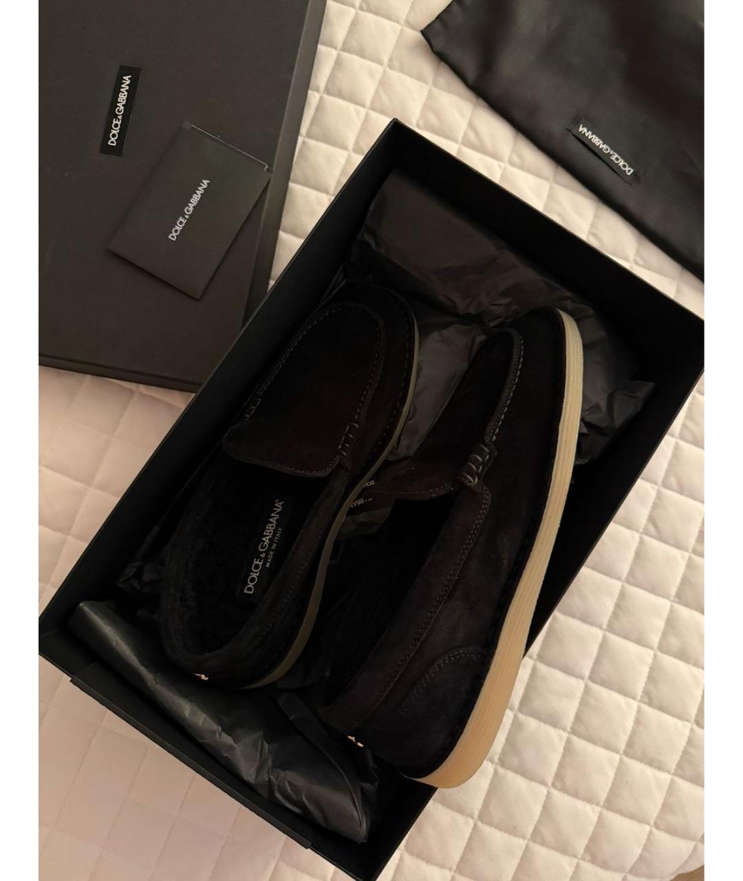DOLCE&GABBANA Черные замшевые лоферы, фото 4