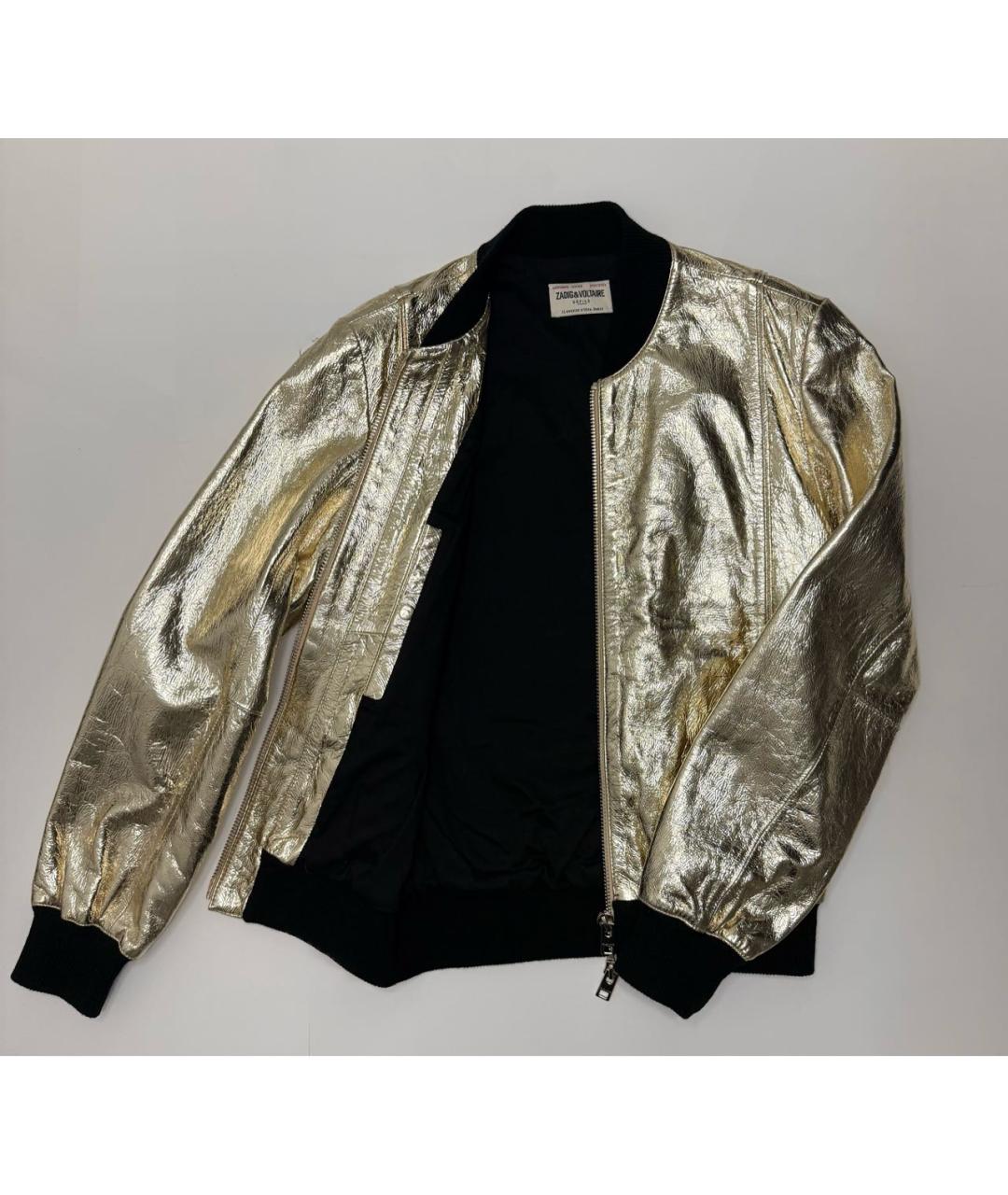 ZADIG & VOLTAIRE Золотая кожаная куртка, фото 3