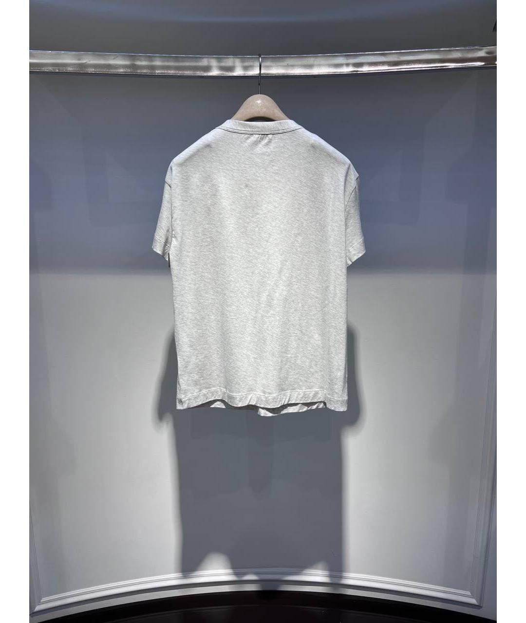 BRUNELLO CUCINELLI Серая хлопковая футболка, фото 3