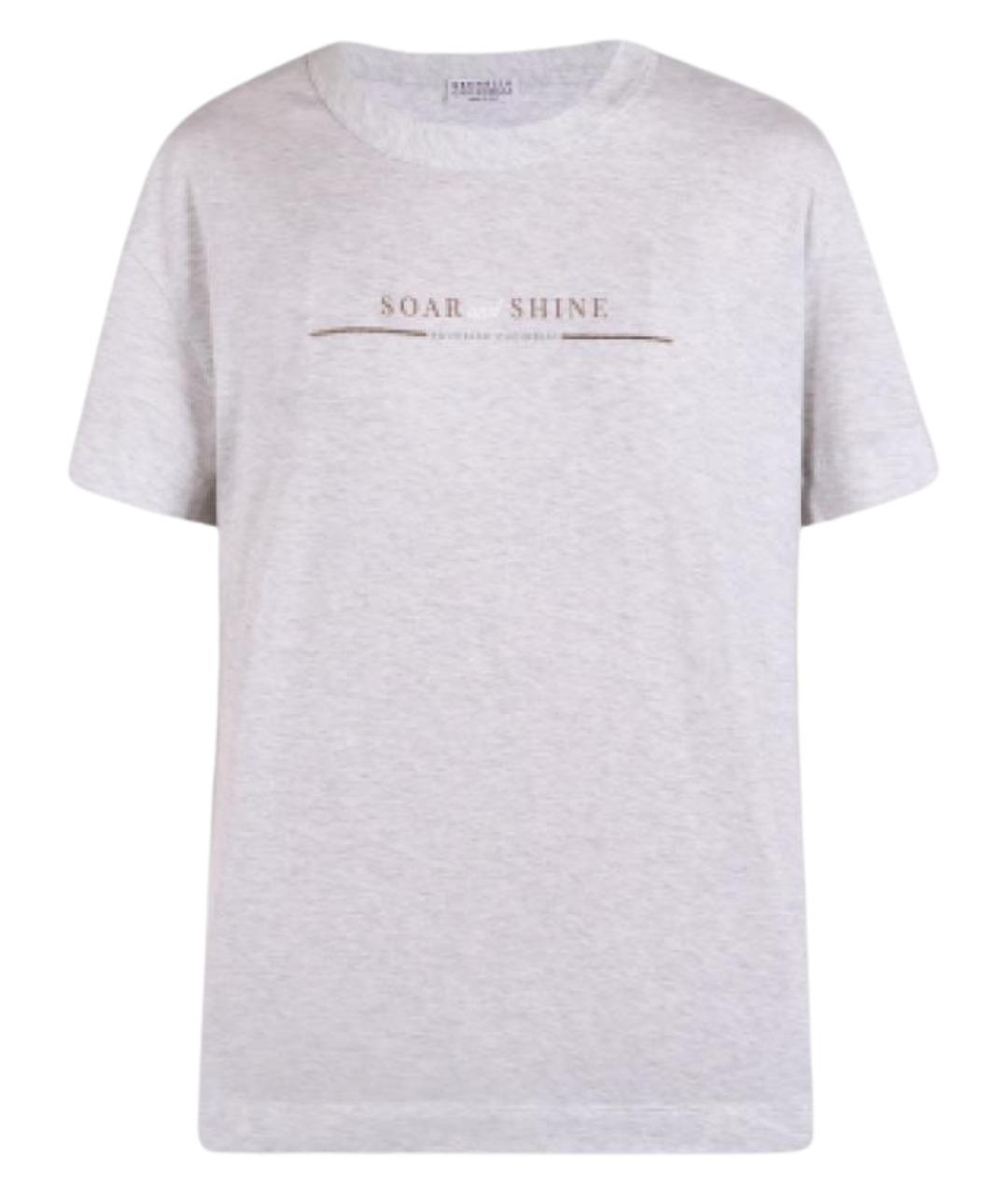 BRUNELLO CUCINELLI Серая хлопковая футболка, фото 1