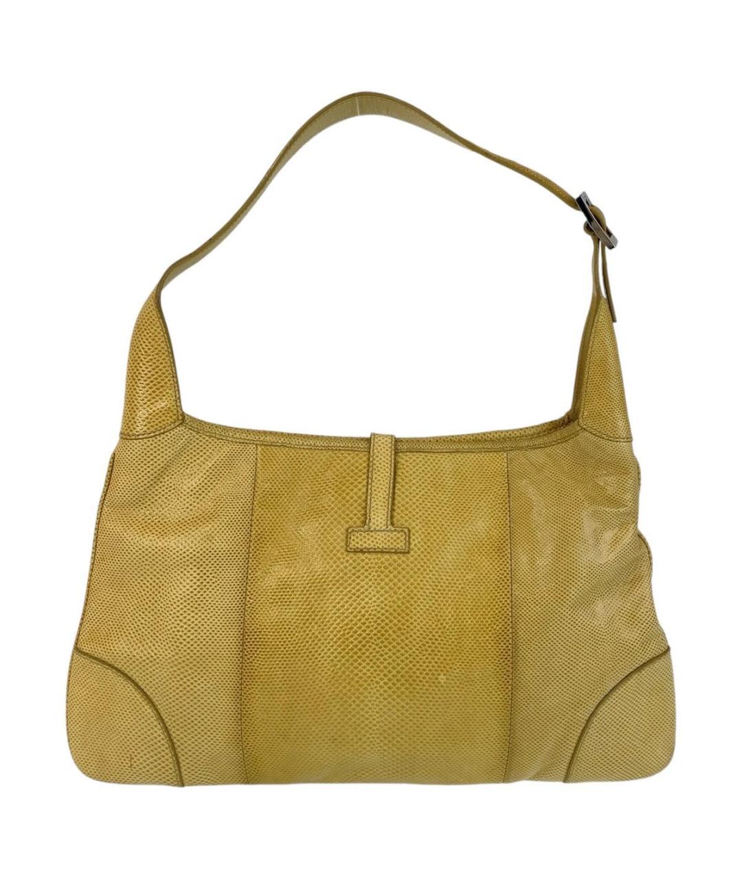 GUCCI Желтая кожаная сумка с короткими ручками, фото 2