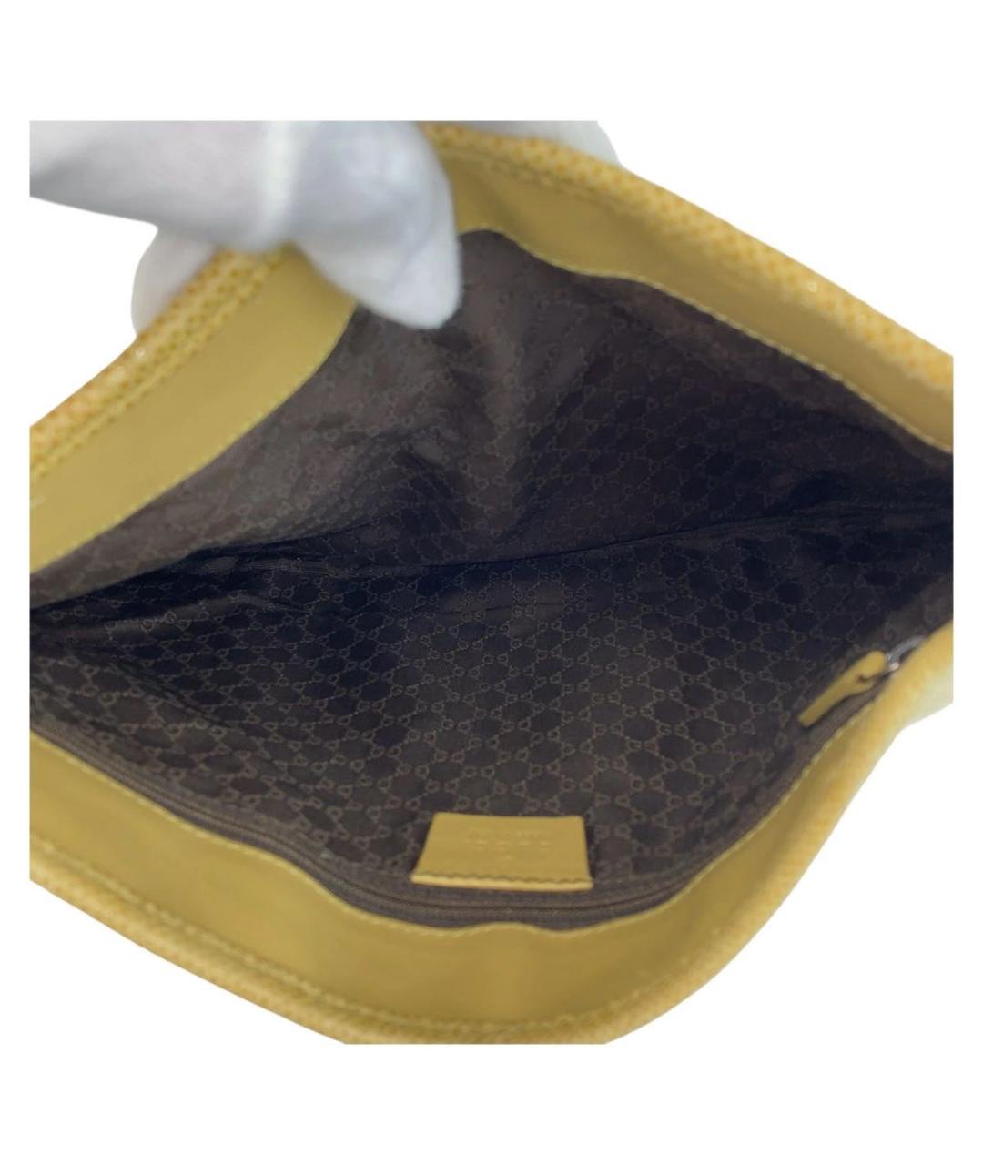 GUCCI Желтая кожаная сумка с короткими ручками, фото 4
