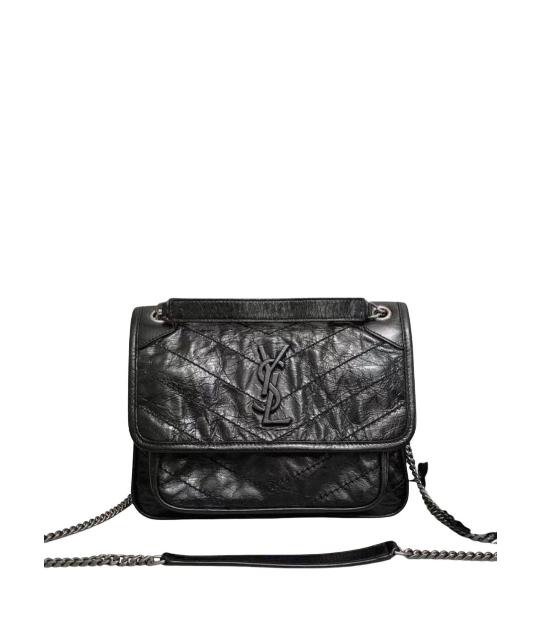 SAINT LAURENT Черная кожаная сумка тоут, фото 10