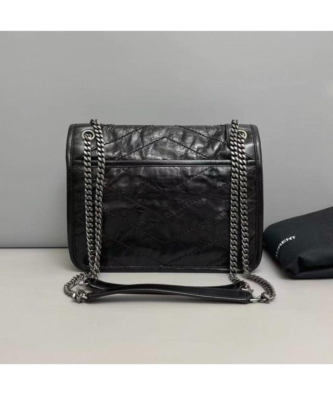 SAINT LAURENT Черная кожаная сумка тоут, фото 2