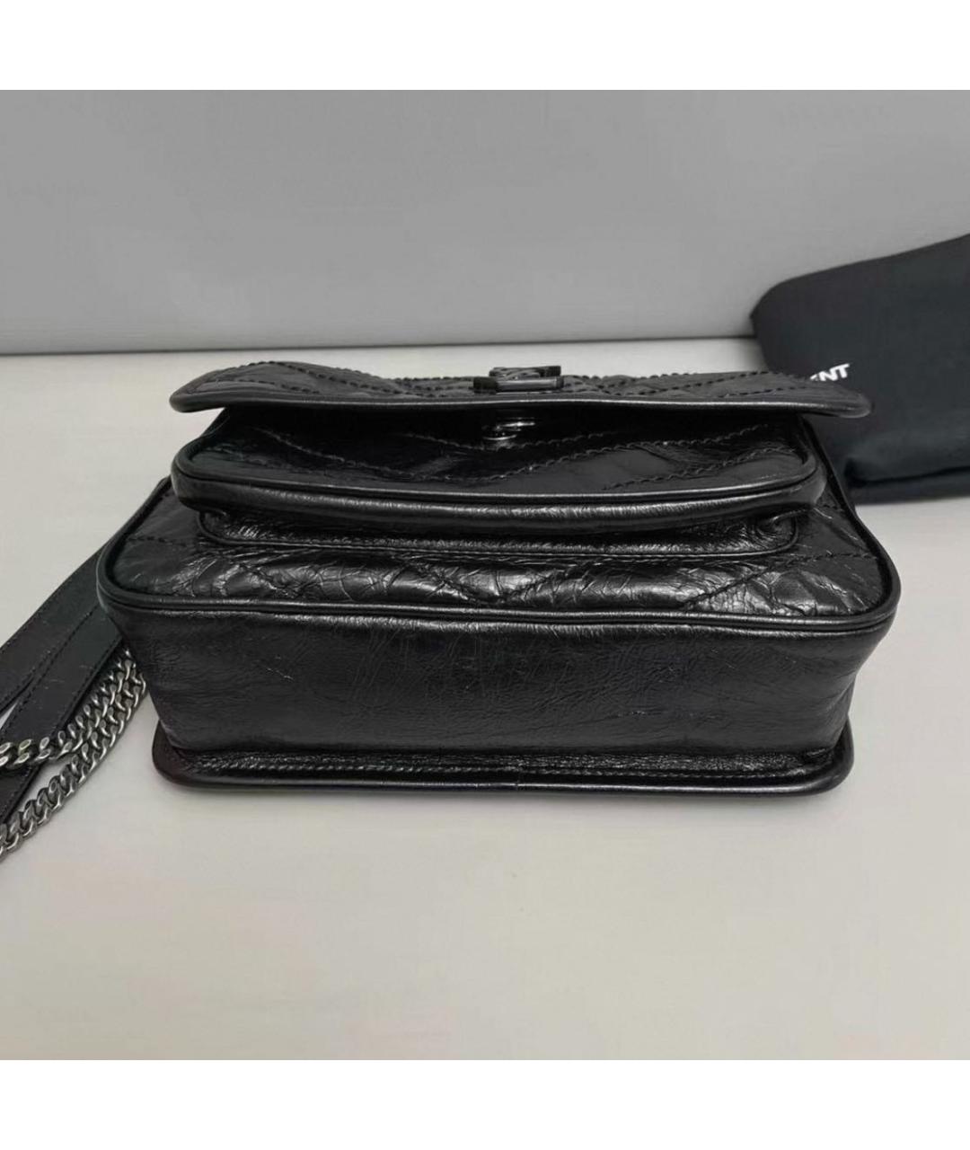 SAINT LAURENT Черная кожаная сумка тоут, фото 3