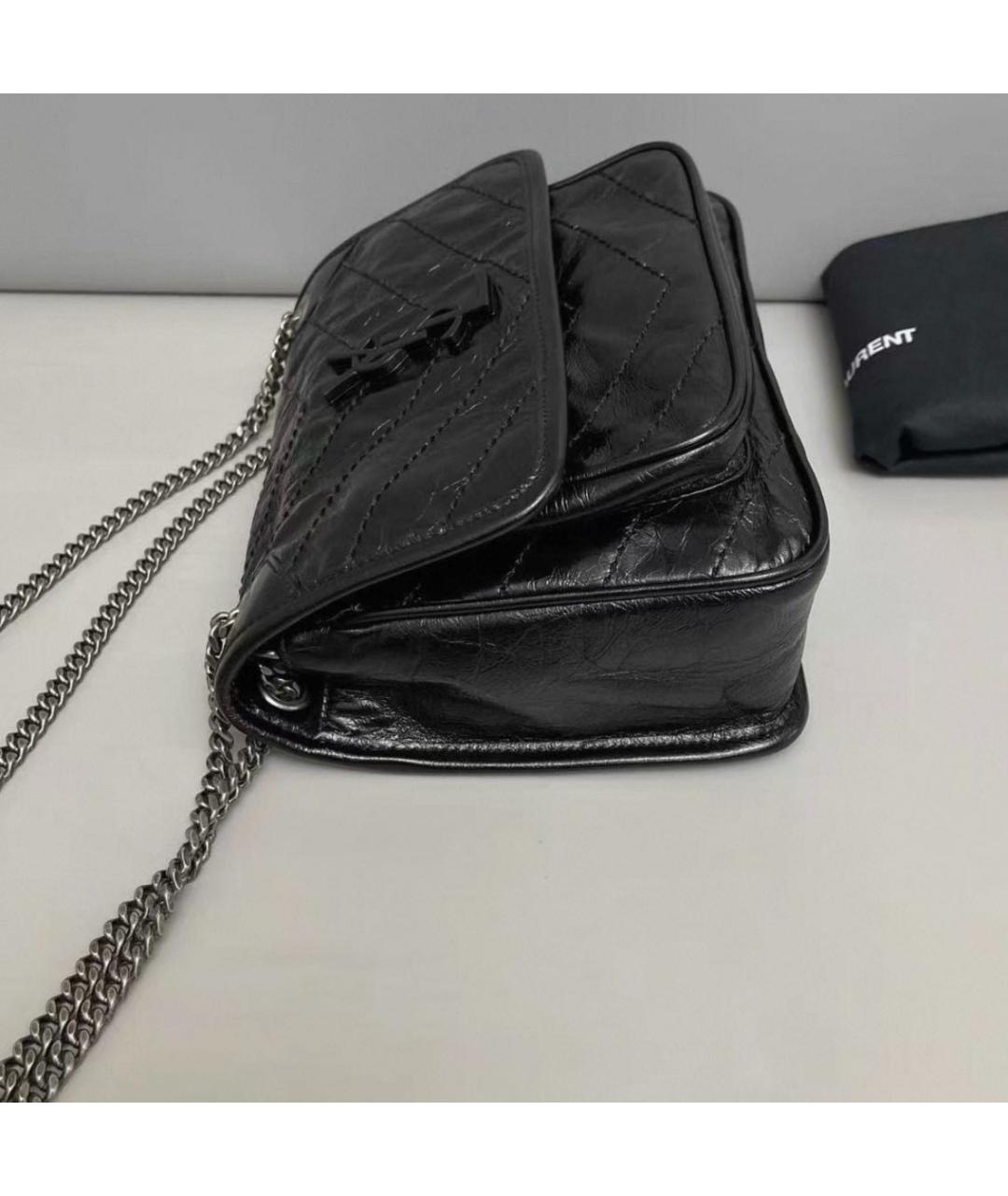 SAINT LAURENT Черная кожаная сумка тоут, фото 5